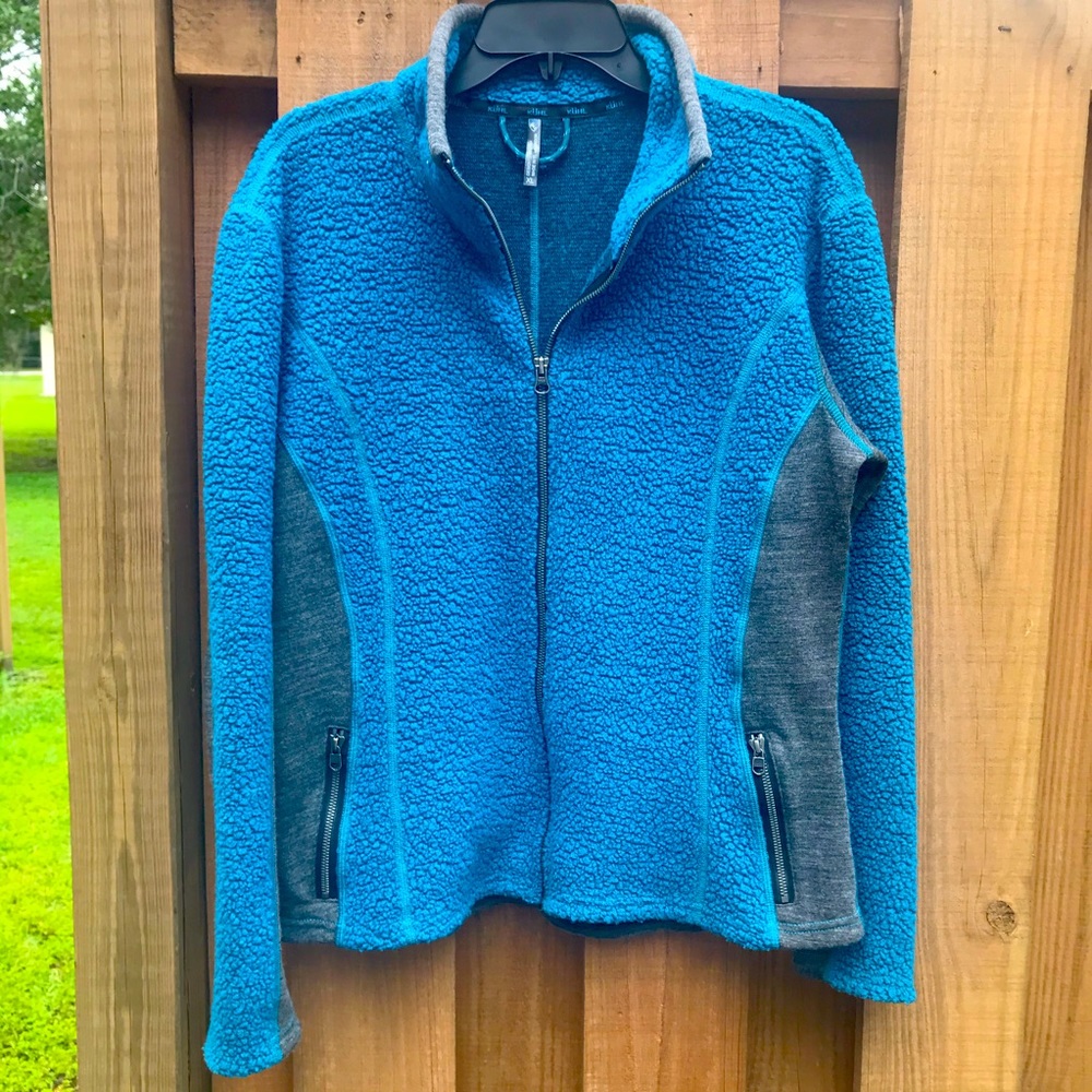 Kuhl Kozet Teal and Gray Sherpa Zip Jacket XL